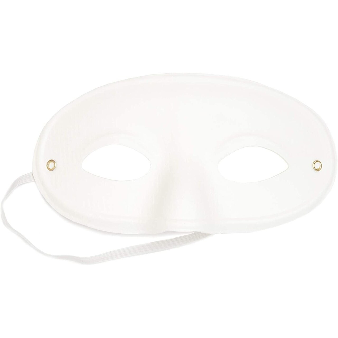 Bright Creations 12 Pack Blank Bulk Mardi Gras Masks for Decorating, Oval Half Eye Masquerade Mask Costume for Parties, Paper Mache Mardi Gras Home Decor, White (7.25 x 4 inches)